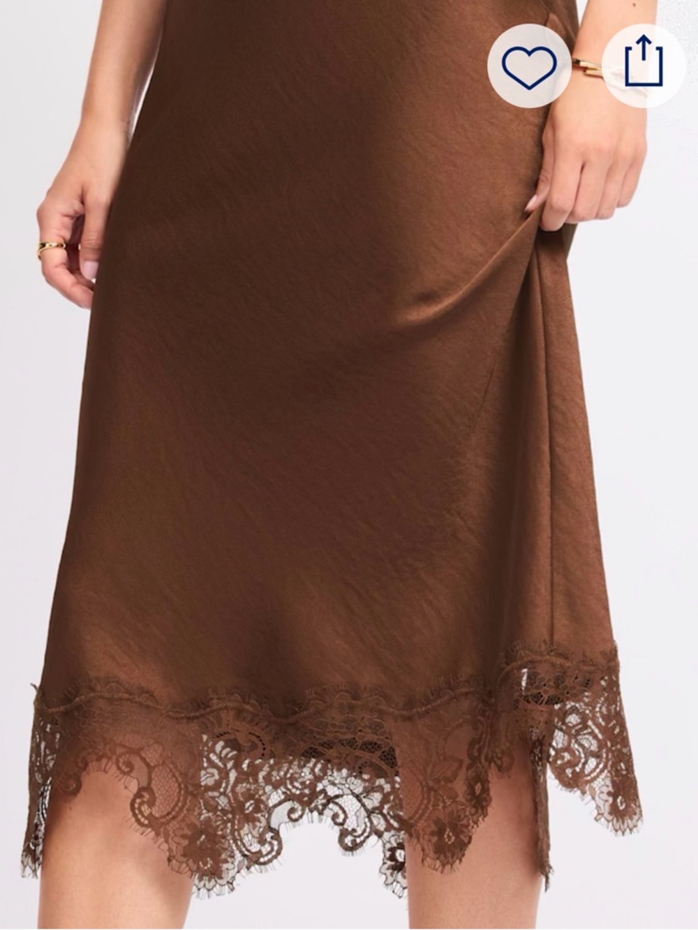 Skies Are Blue Brown Lace-Hem Slip Skirt Size Small NWT - Picture 3 of 12